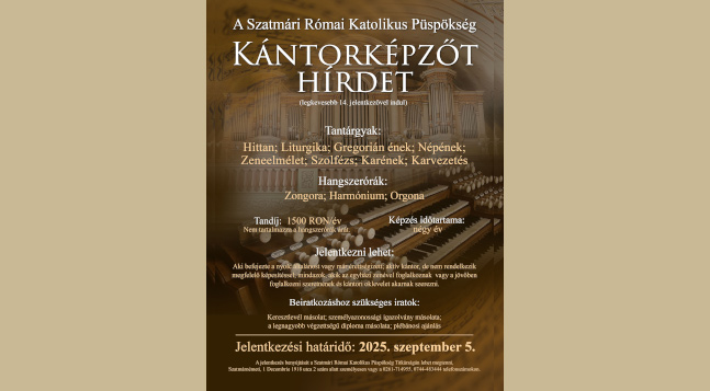 „Zengjétek az Úrnak új éneket!” – Kántorképző indul a Szatmári Római Katolikus Püspökségen