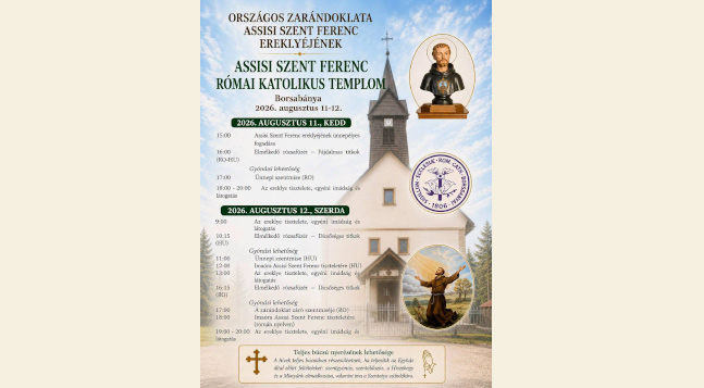 Országos zarándoklata Assisi Szent Ferenc ereklyéjének Borsabányán